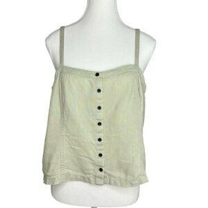 Everlane Womens Laurel Green Linen Picnic Button Front Camisole Top Size 10‎